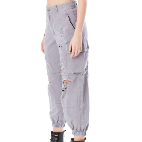 CARMAR denim distressed grey cargos - Picture 2 of 5